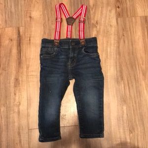 OshKosh Blue Jeans with Red Suspenders 12 months